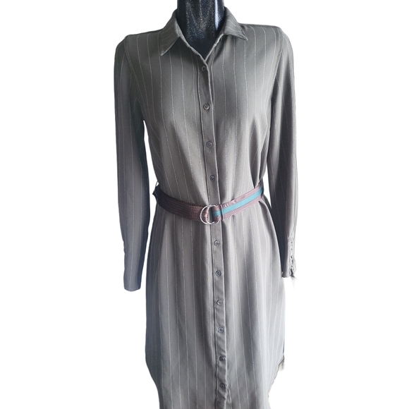 Anthropology Current Air Olive Green Button Front Dress - Picture 1 of 8